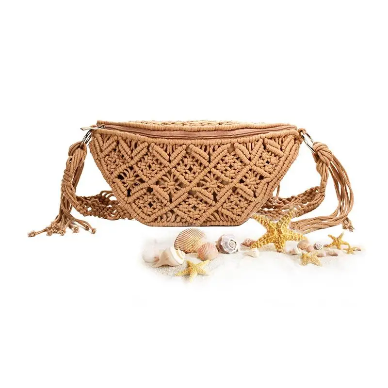 Boho torby czeska torebka Crossbody ręcznie tkana bawełniana torba na ramię szydełkowane frędzle plażowa czeska torebka dla kobiet dziewcząt