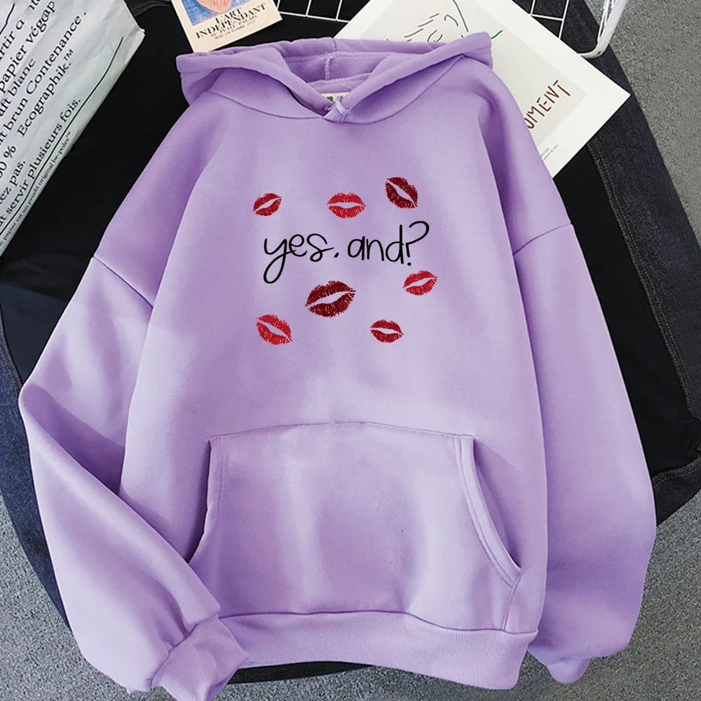 Yes,and? New Song Printing Hoodies Red Lips Cartoon Graphic Sweatshirts Streetwear Casual Men/Women Clothing Winter Warm Hooded