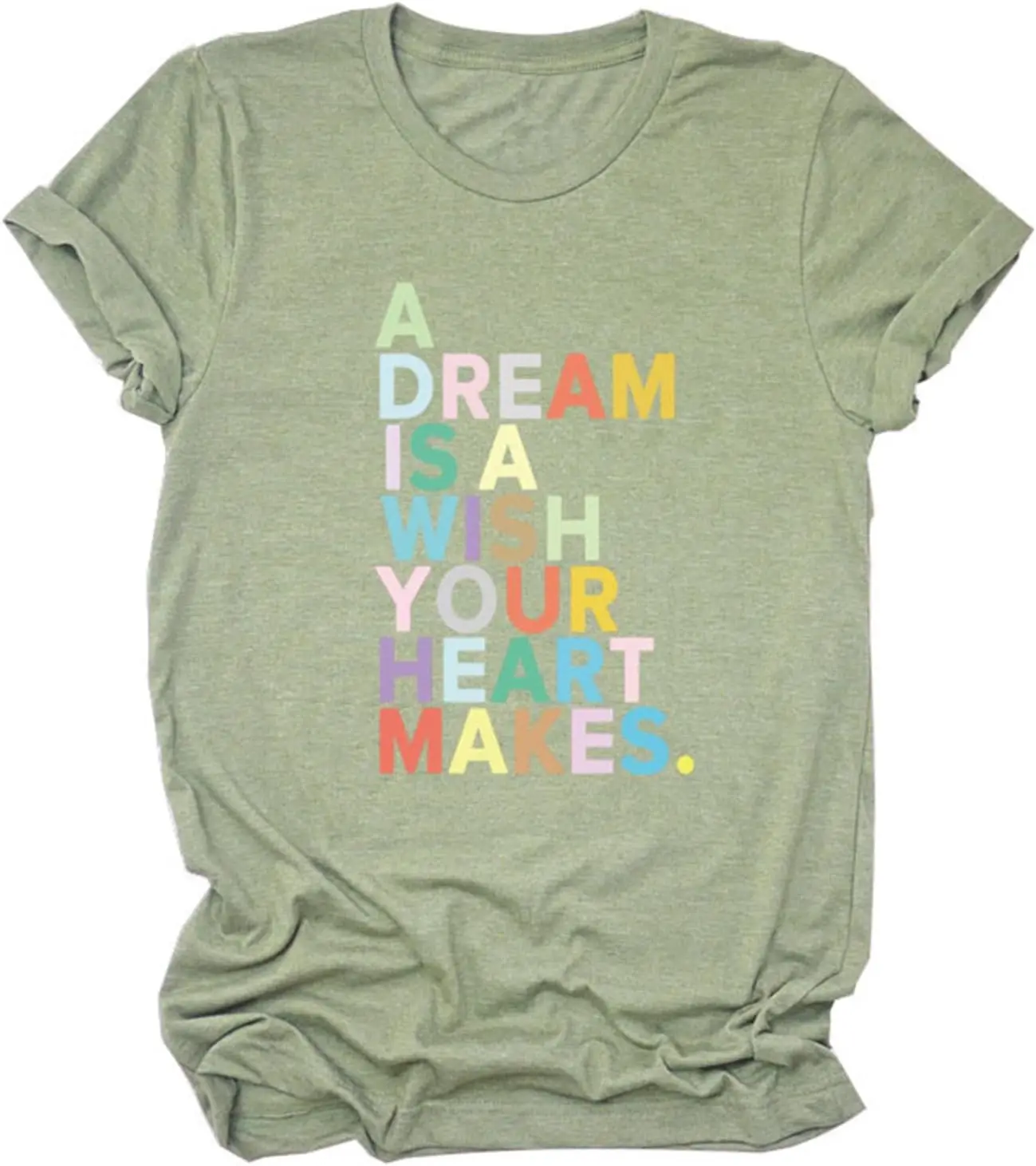 A Dream is A Wish Your Heart Makes Shirts for Women Funny Letter Graphic Tees Short Sleeve Summer Tops