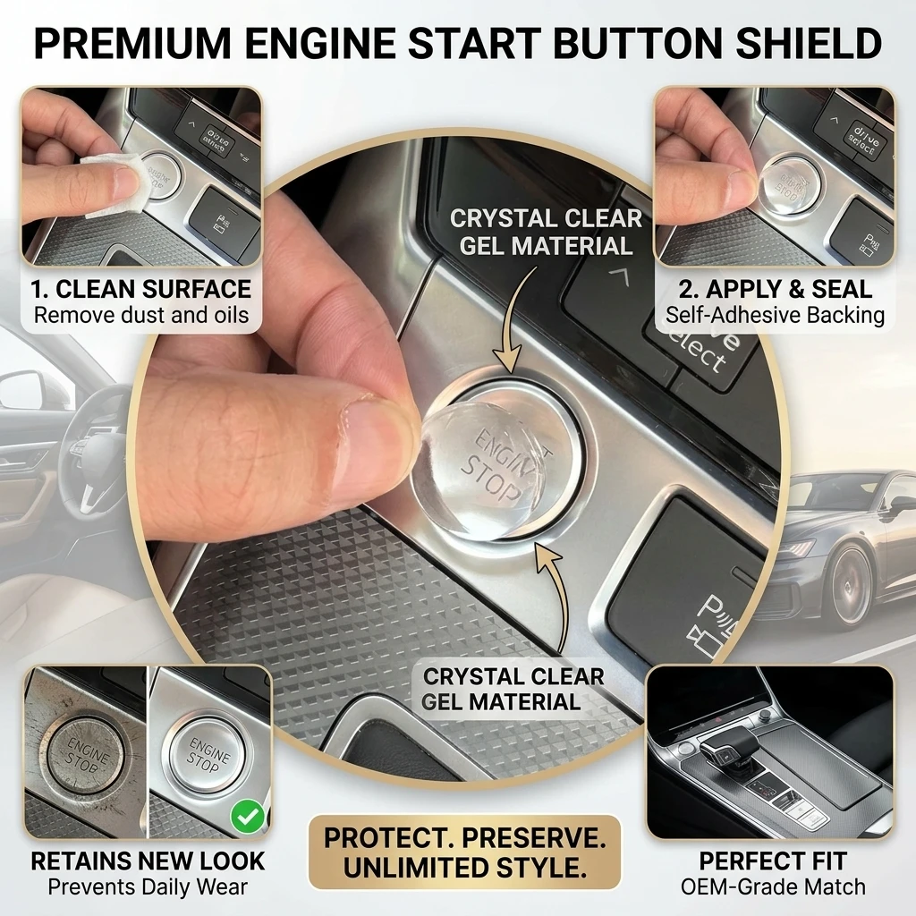 HD Light-Transmitting Protective Film Crystal Transparent Ignition Switch Sticker Start Stop Button Protector Scratch Resistant