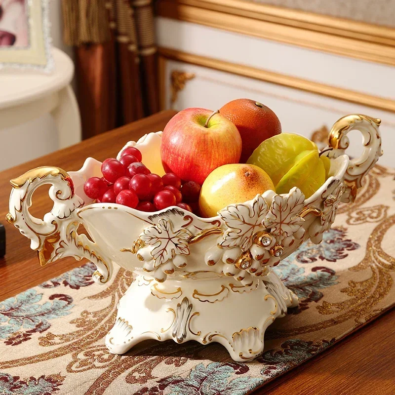 أطباق فاكهة مزخرفة أوروبية مرصعة بالألماس لغرفة المعيشة #1