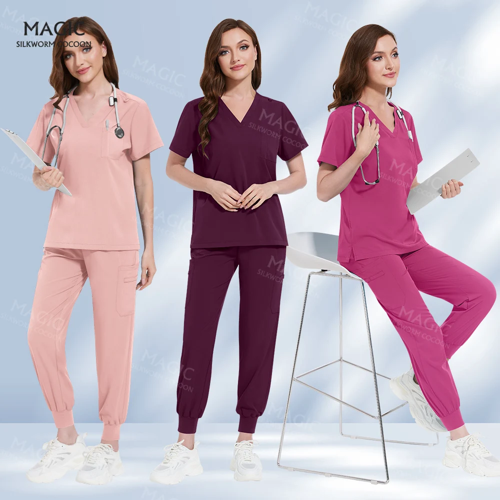 Uniformes médicos para mujer, traje de Jogger, conjunto de exfoliantes para médico, enfermera, accesorios de Hospital, sala de operaciones quirúrgica para ropa de trabajo, precio al por mayor