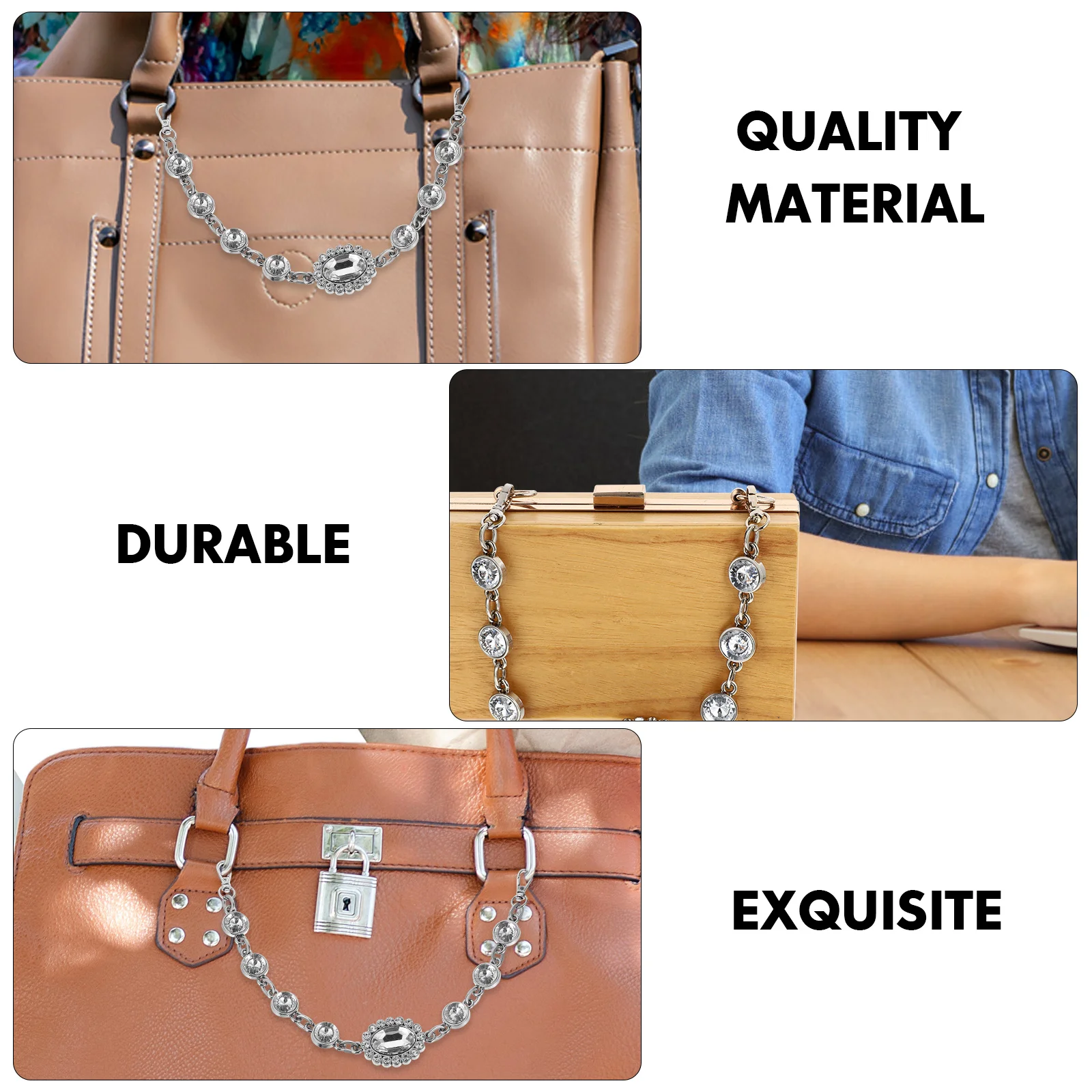 حقيبة يد نسائية من SOIMISS مع حزام سلسلة فضية ومحفظة كروس من سبائك الزنك بنمط تقليد