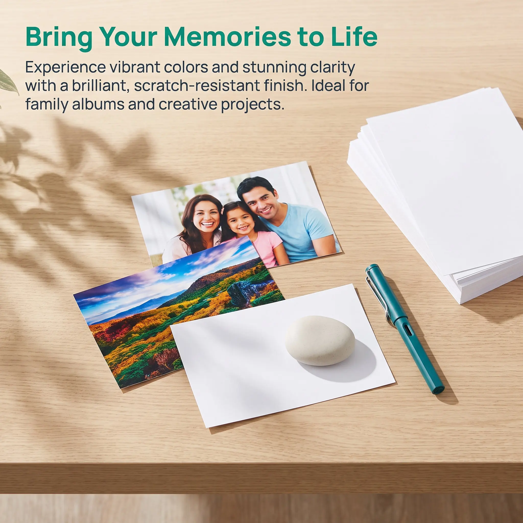 100Sheets Photo Paper Glossy High Glossy Inkjet Instant Drying Smudge Resistant Perfect Photo Printing Sheets for Printer Home