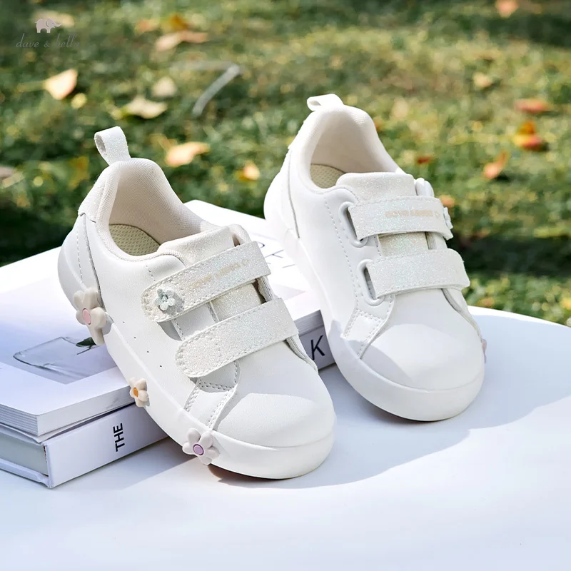 

Dave Bella Kid White Floral Shoes Children Girls Boys Student Soft Sole Casual Shoes Spring Autumn Flat Shoes DB1250361