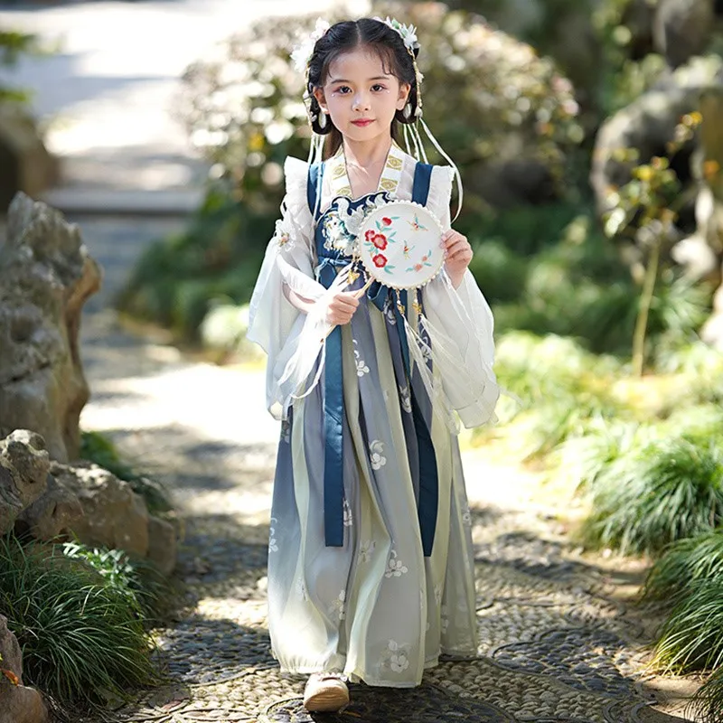 

Детское платье Ханьфу в китайском стиле, летнее, для девочек, новинка 2026 года, улучшенное платье Тан, детское вышитое платье Ханьфу LJ391