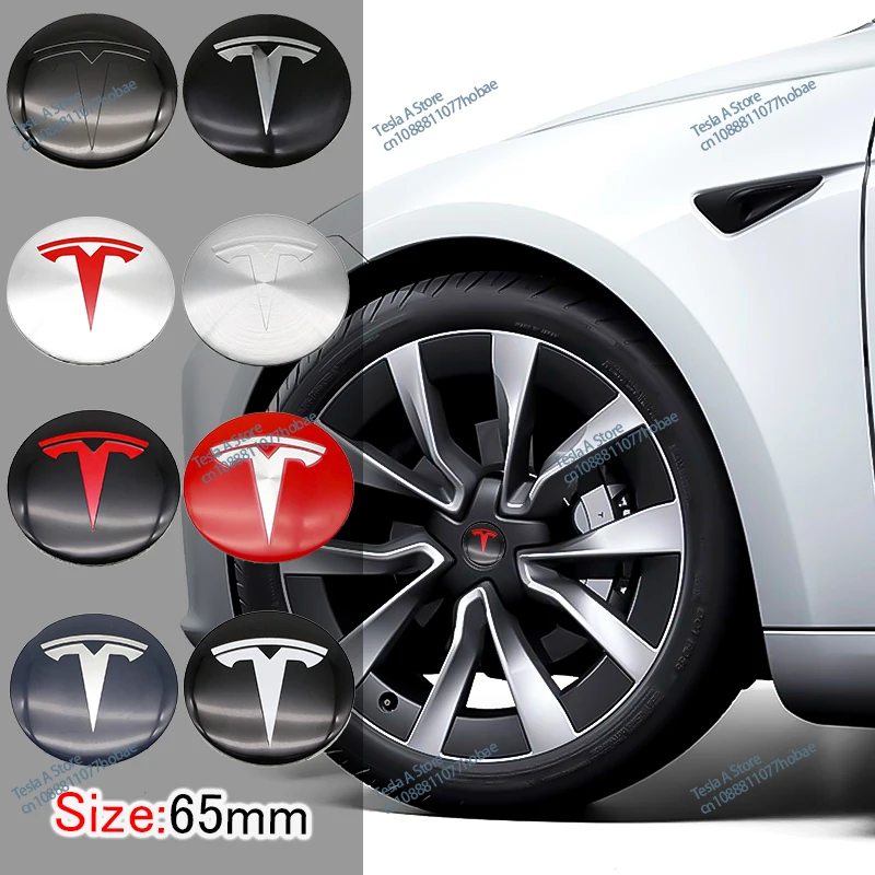 4pcs 65mm Car Wheel Center Cap Badge Sticker for Tesla Model 3 Y S X Roadster P75D P85D P90D P100D Personalization Accessories