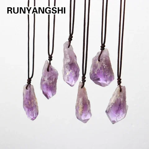 1pc Natural crystal Purple backbone Scepter crystal Amethyst Pendant Purple Quartz Necklace for gift jewelry Runyangshi