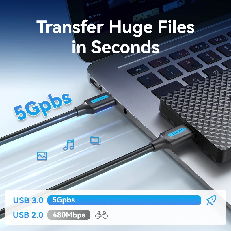 Vention USB to USB Extension Cable Male to Male 3.0 2.0 USB Extender Cord for Hard Disk TV Box Radiator USB 3.0 Cable Extension