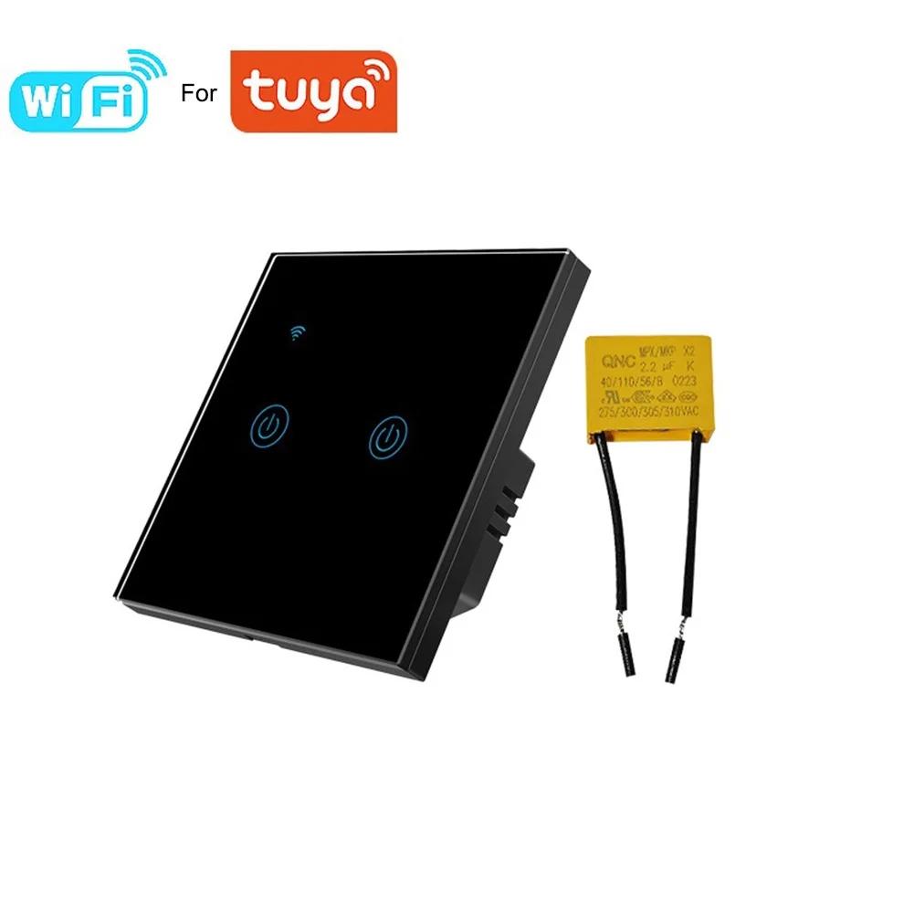 

Smart WiFi 2-Gang Wall Switch for Tuya Ecosystem Single-Wire Installation Option Neutral Wire Optional EU Standard