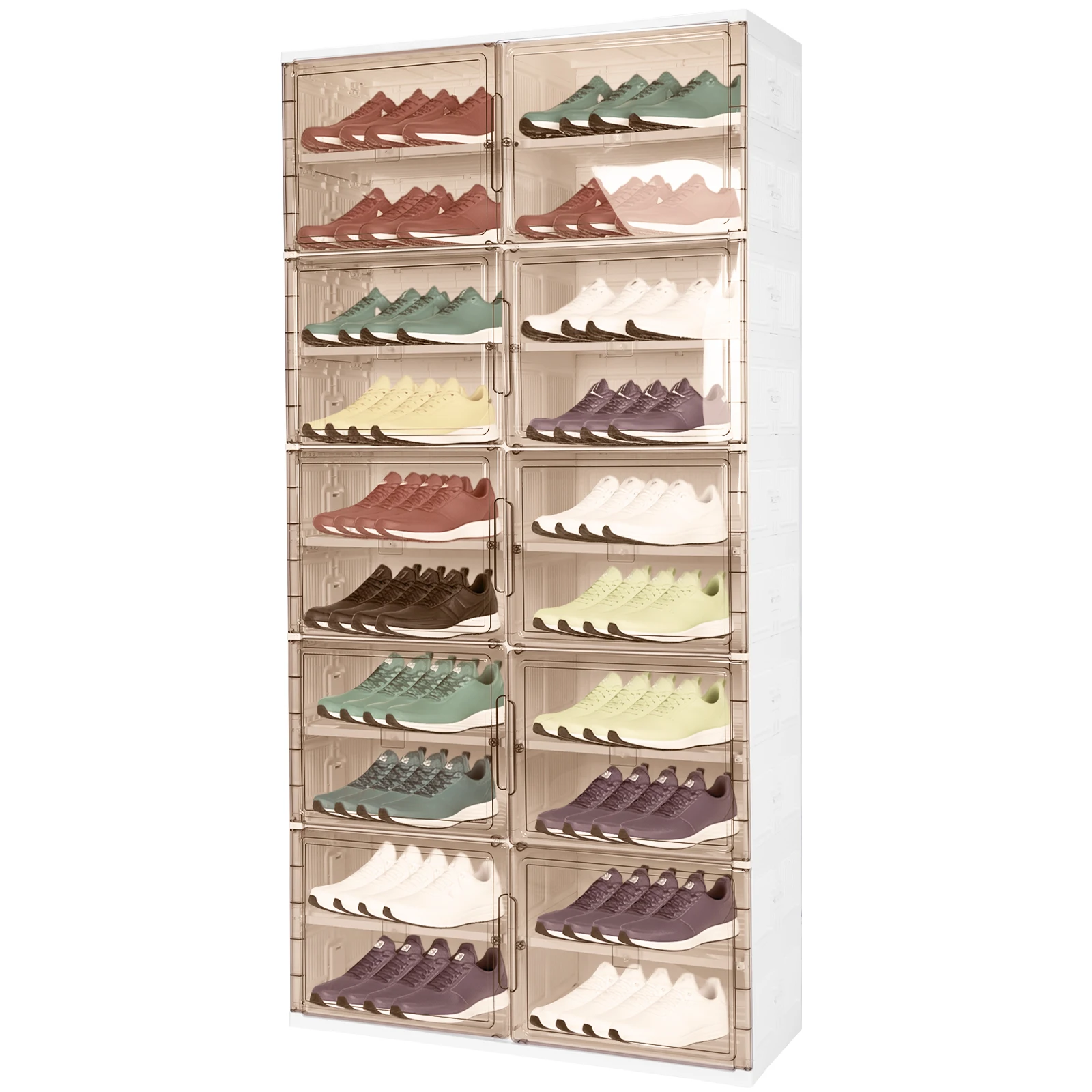 10 Tiers 40 Pairs Foldable Shoe Rack Organizer Plastic Shoe Cabinet Plastic Shoe Storage Organizer Cabinet for Closet Entryway