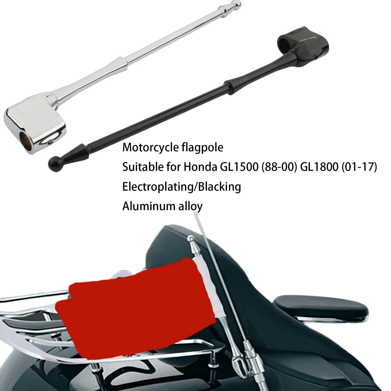 For Honda Goldwing GL1500 88-00 GL1800 01-17 Motorcycle Antenna Flagpole Base Mount Rear Rack Decoration Aluminum Alloy