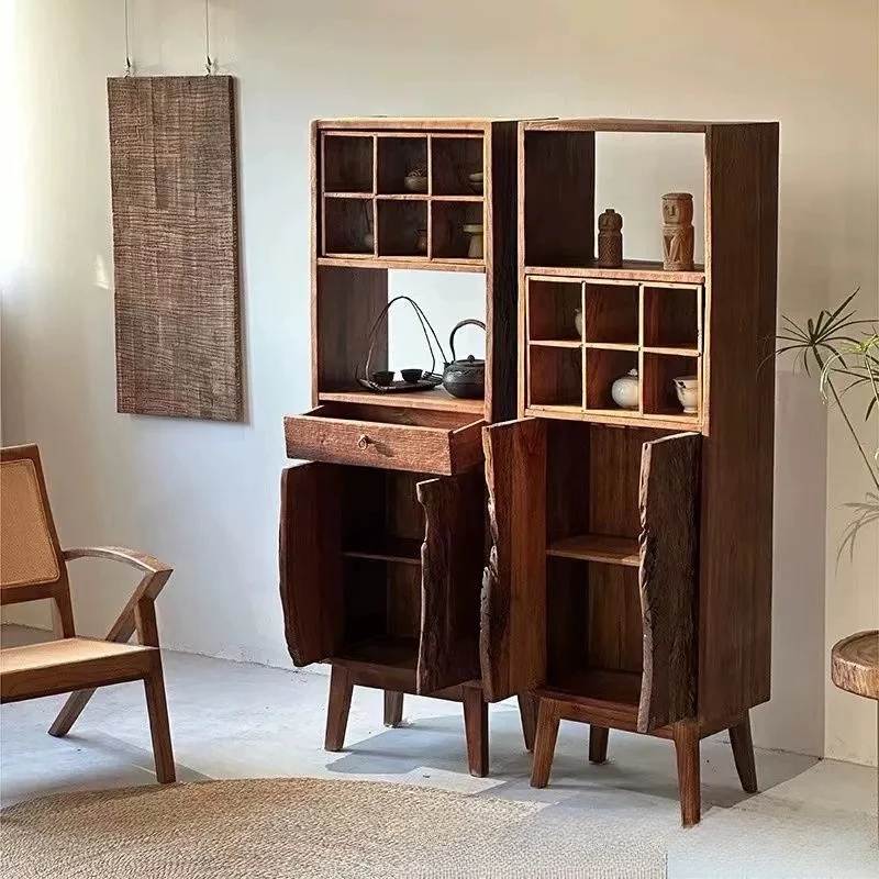 Antique shelf, solid wood, Chinese-style Duobao Pavilion tea cabinet, old elm wood storage rack