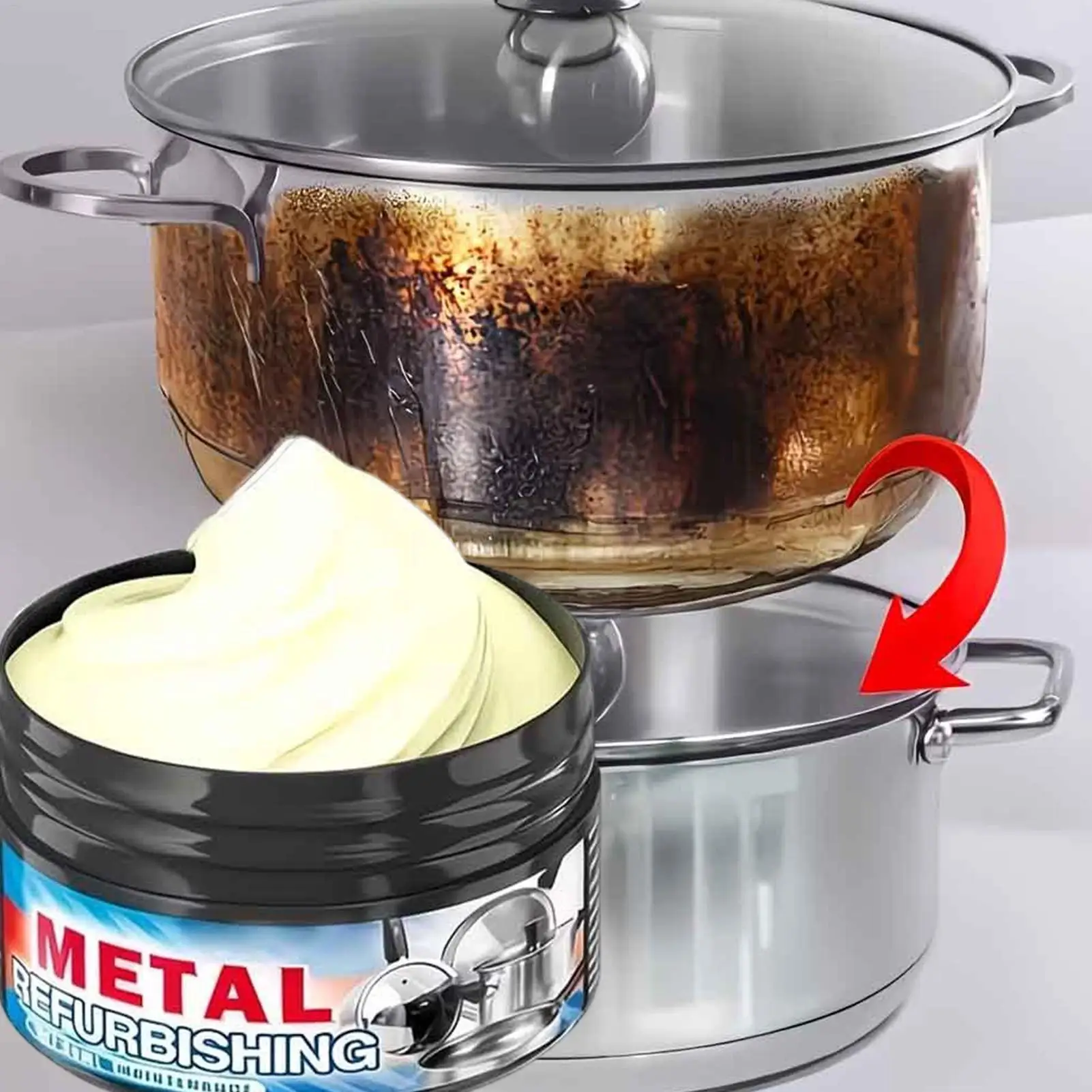 1PC Stainless Steel Pan Cleaner Metal Kitchenware Restoring Paste Oven Restoration Cleaner for Kitchen Sink Oven Pot Pan Stove