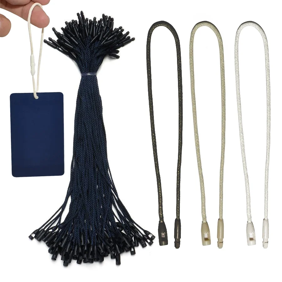 100pcs Universal Hangtag Cord for Clothing Labels Luggage Accessories Polyester Tag Ropes Bullet Heads Buckle Ropes Gift Packaging Decor Supplies XJM