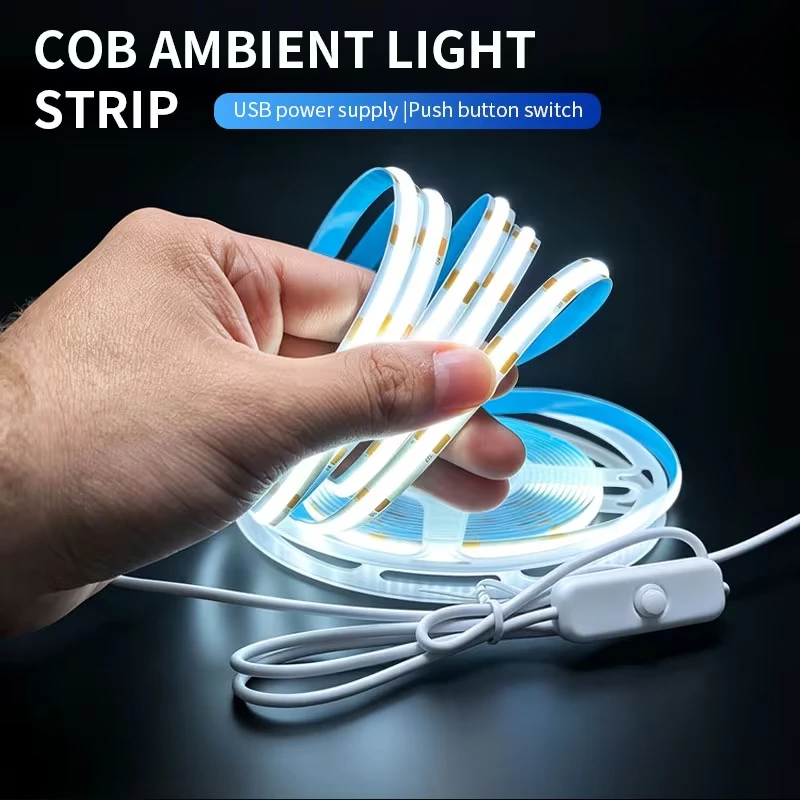 0.5m-4.5m COB LED Strip, Headboard Decorative Lighting, Flexible And Bendable, Suitable for Kitchens, Wardrobes, TV Backlighting