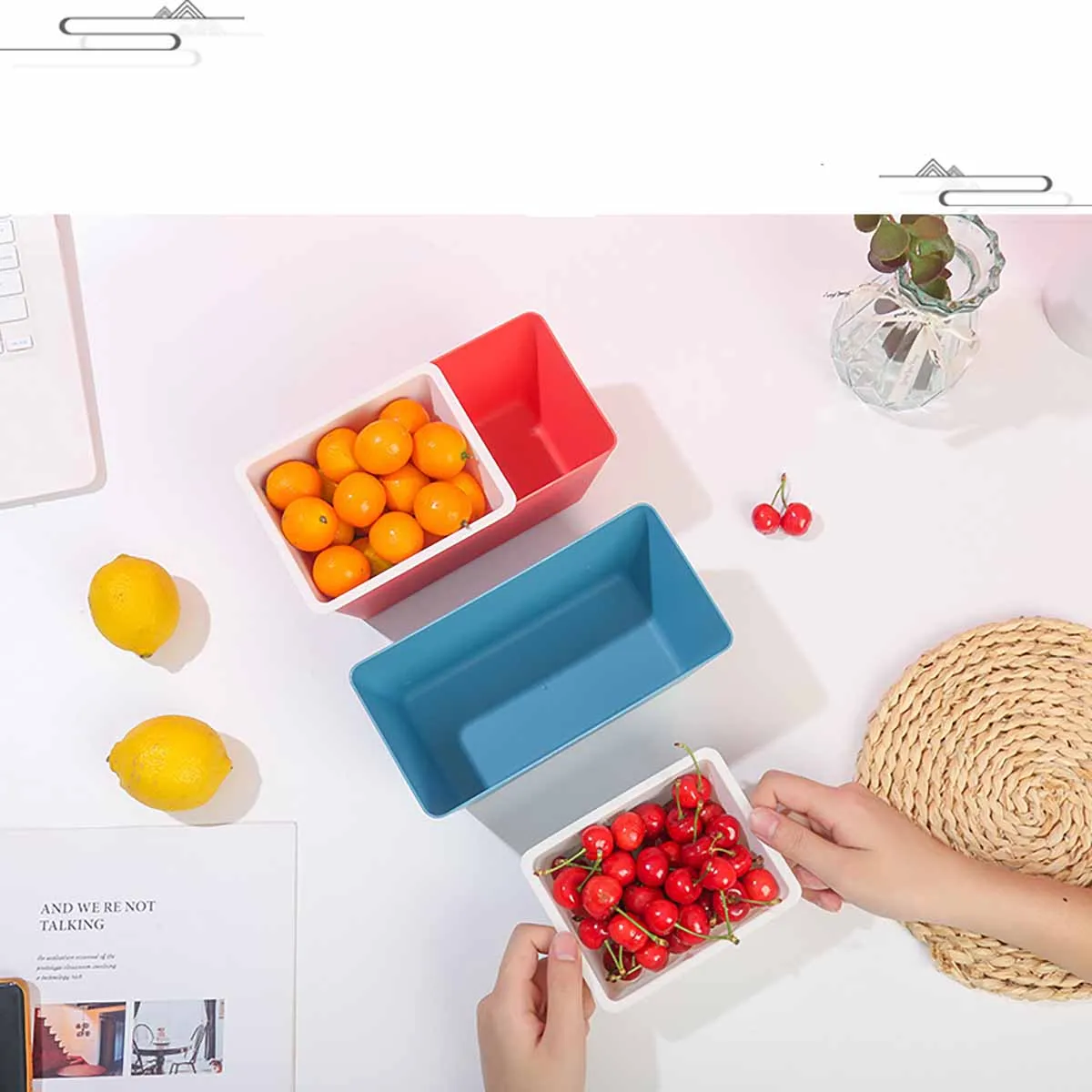 Household Double-layer Snack Box Melon Seed Box Square Drivable Fruit Tray Candy Snack Dried Fruit Tray Storage Box ﻿