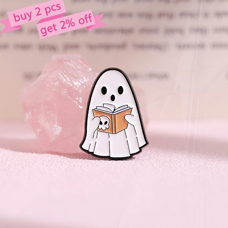 Halloween Spooky Ghost Pines Lapel Badges Cartoon Funny Jewelry Gift for Kids Friends Cute Ghost Enamel Brooch Custom