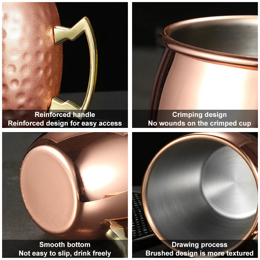 500ml Moscow Mule Copper Mugs Vodka Beer Wine Cup Cocktail Mugs Travel Bar Drinkware Tools Creative Metal Mug Bar Drinkware