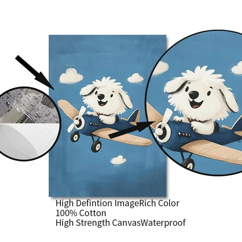 Colorful Cartoon Dog Illustrations Poster Canvas Paintings Cute Animal Nordic Wall Art Pictures Kindergarten Home Decor No Frame view 6
