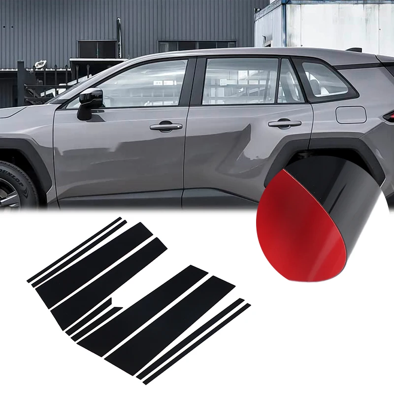 For 2026+ Toyota RAV4 PC Gloss Black Car B-pillar Decoration Sticker Window Decoration Sticker Car Exterior Accessories 10pcs