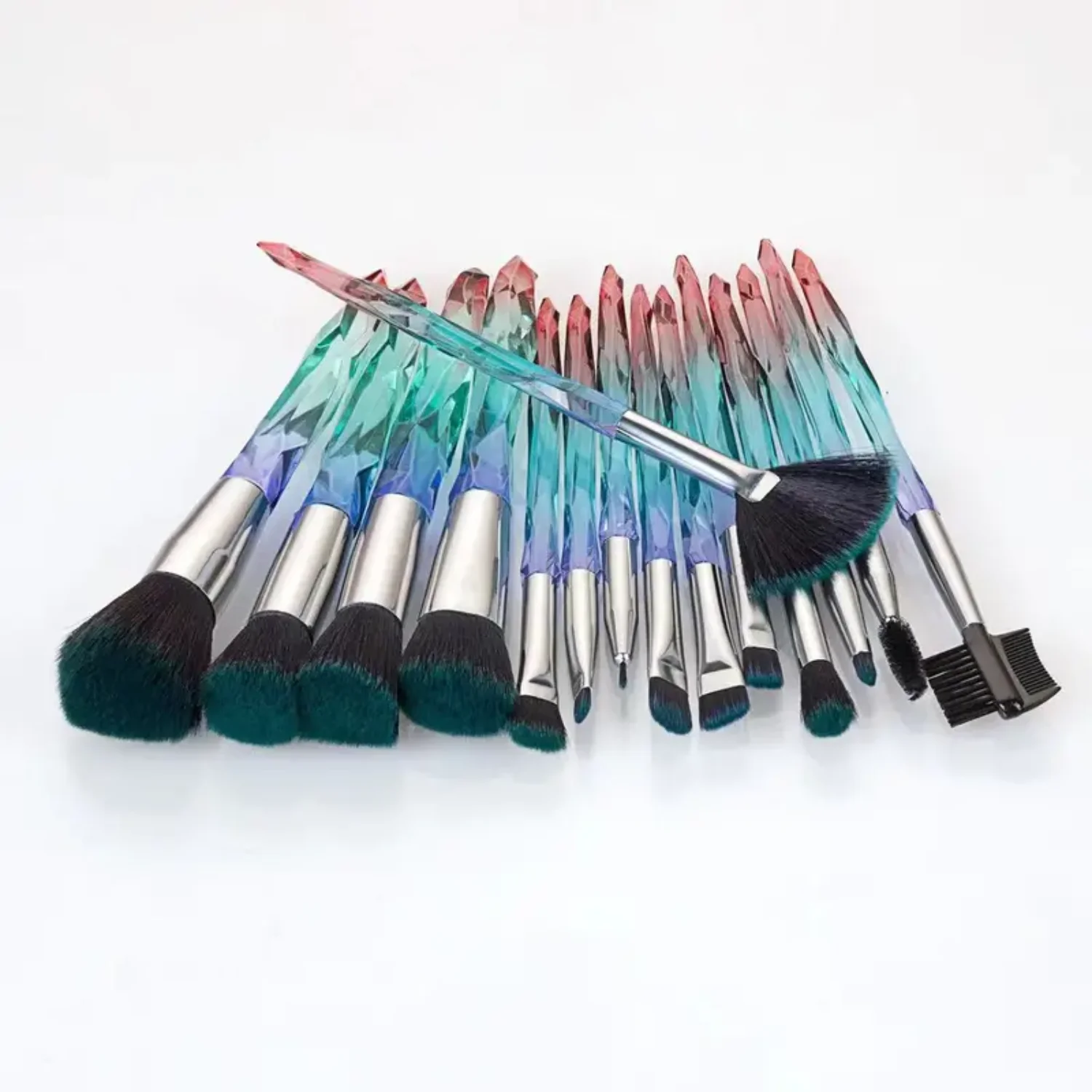 

Crystal Makeup Brushes Set 15 PCS - Premium Synthetic Bristles for Powder, Foundation, Blush, Concealer, Eye Shadow, Eyeliner, E