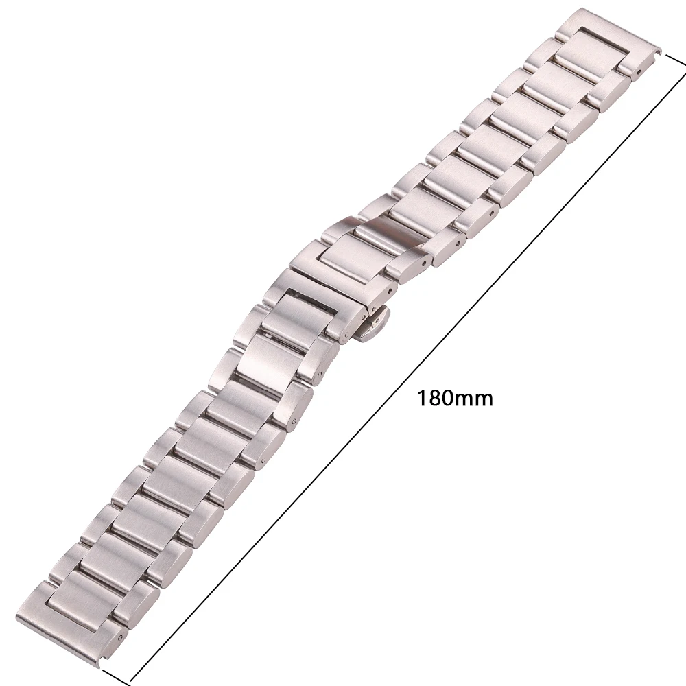 Stainless Steel Watch Band Bracelet 18mm 20mm 22mm Silver Solid Metal Watchband Straight End Strap Accessories