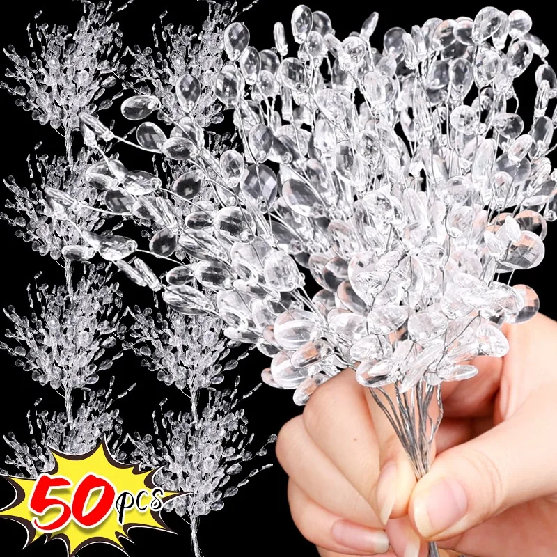 50/10 Stück Acryl Kristall Perle Zweig Diamant Perle Rattan für Hochzeit Hotel Urlaub Dekor DIY Braut Kopfschmuck Party liefert