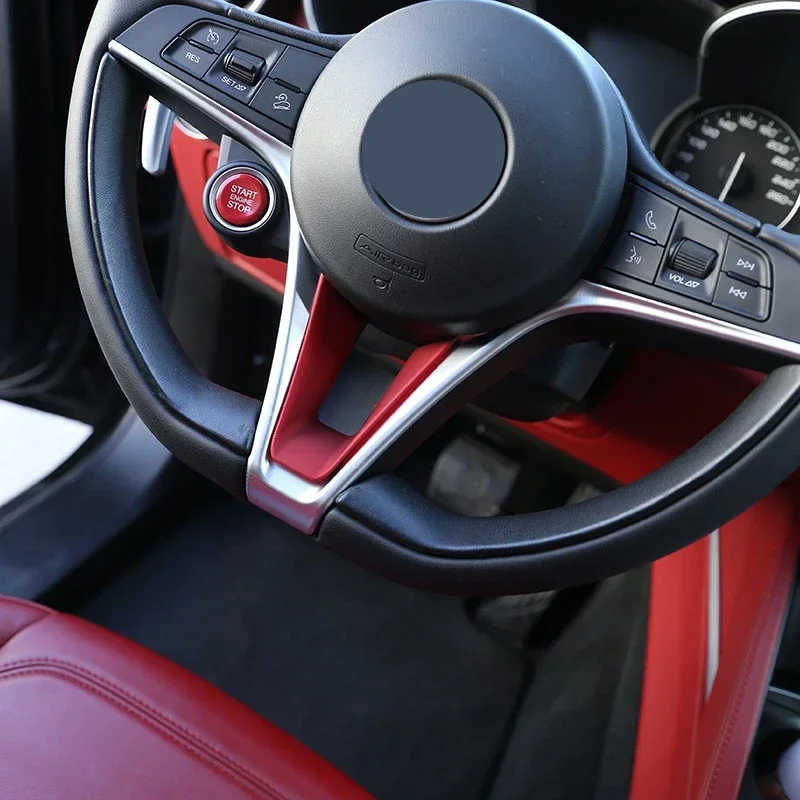 

For Alfa Romeo Giulia Stelvio 2017-2021 ABS Carbon Fiber Car Steering Wheel U Shaped Frame Cover Trim Interior Car Accessories