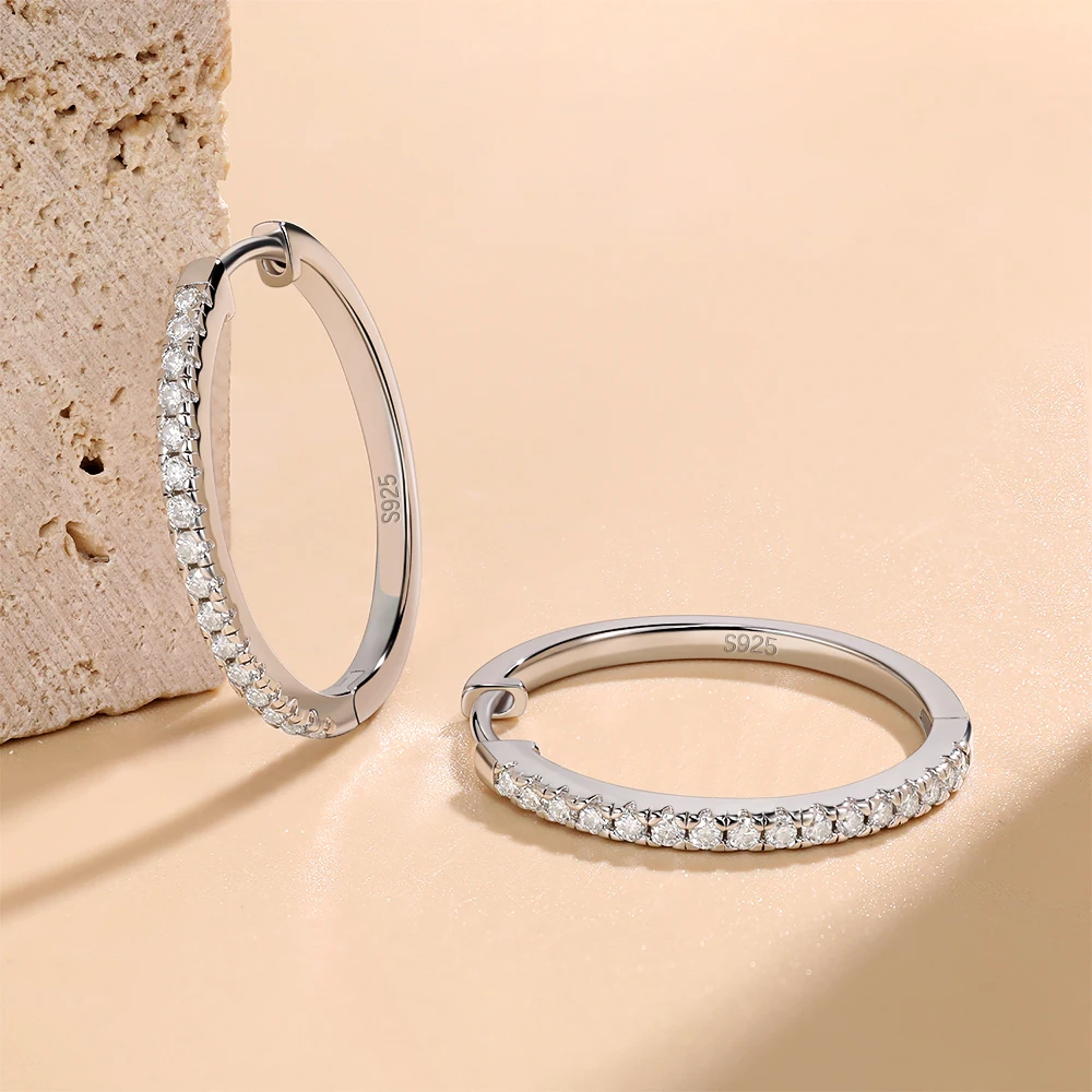 

M-JAJA 24 мм серьги-кольца из стерлингового серебра 925 пробы с муассанитом и бриллиантами для женщин, позолоченные 18 К, свадебные ювелирные изделия, подарок