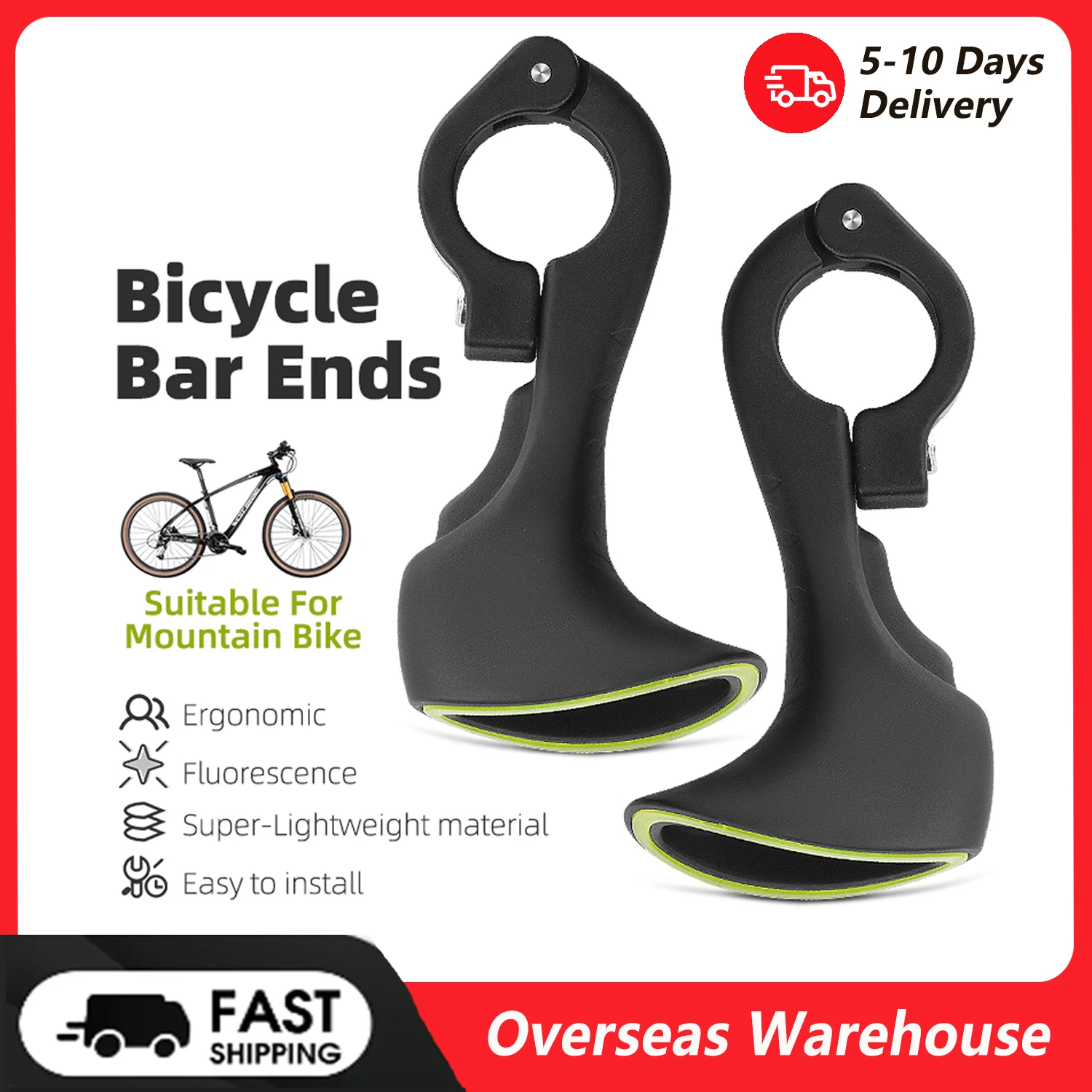 Comfortable Fluorescence Bicycle Bar Ends Ergonomic Design Bike Handlebar Nylon Bicycle Handle Bar Grips Cycle Accessory