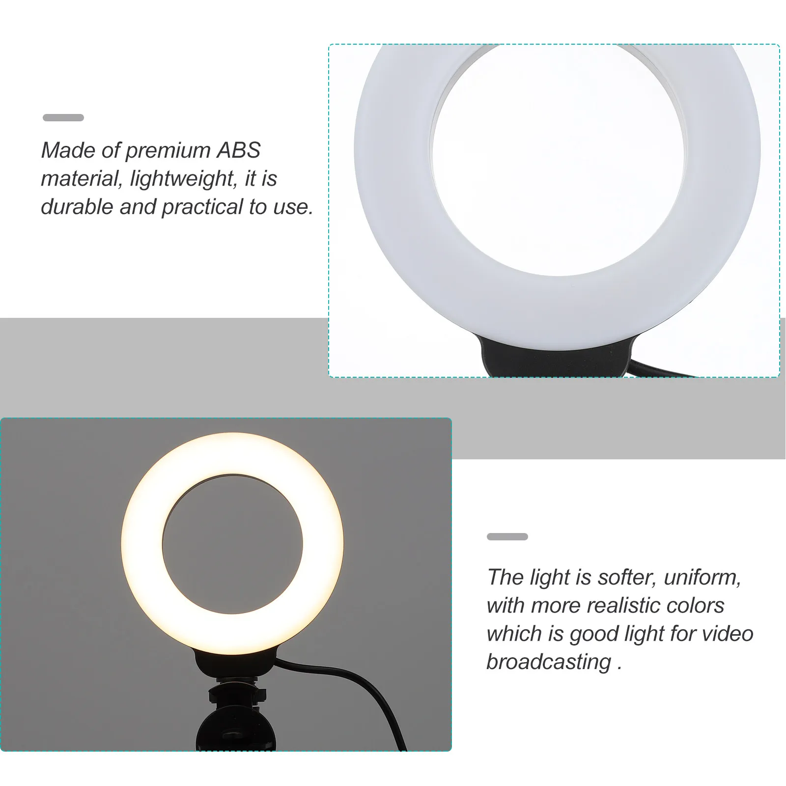 

Набор миниатюрных светодиодных кольцевых ламп: легкая портативная подсветка для камеры с креплением-клипсой для видеосъемки, конференций и веб-камер
