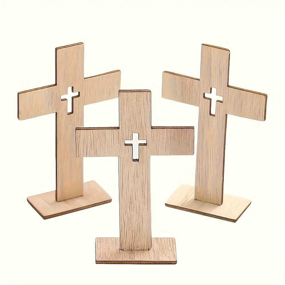 24 juegos de cruces de madera, adecuados para manualidades diy, proyectos de arte religioso, comunión de iglesia, Halloween y árbol de Navidad