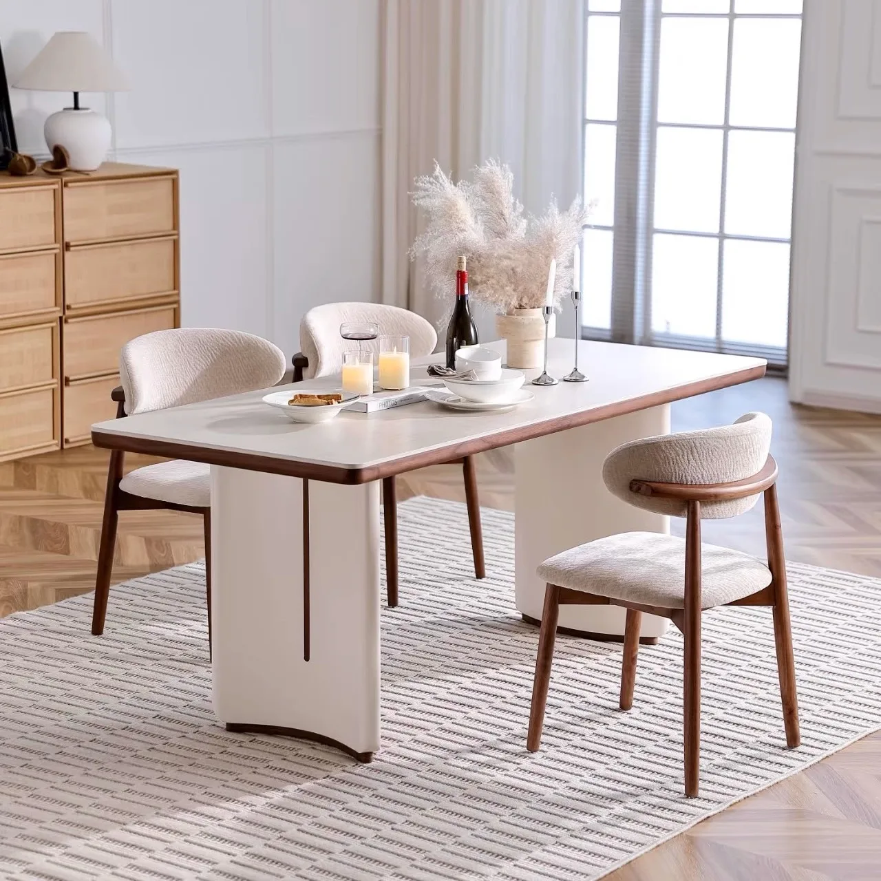 

White Extending Dining Table Simple Aesthetics Comfortable Poker Restaurant Table Lounge Quality Mesas De Comedor Furniture