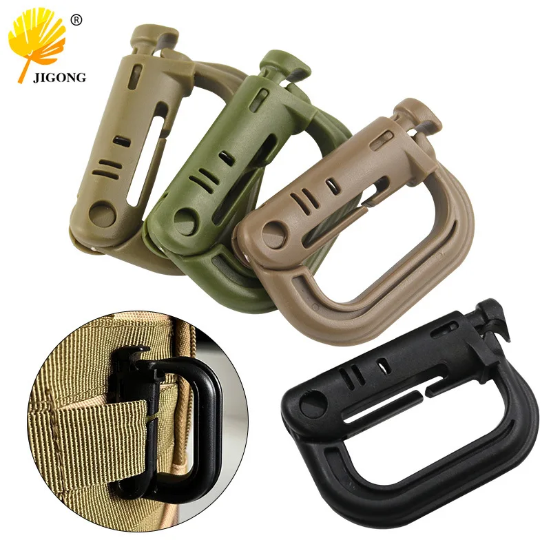 Portable outdoor buckle Mountaineering buckle Tactical buckle Push switch Rugged and durable four-color optional D-shaped design - zdjęcie 1