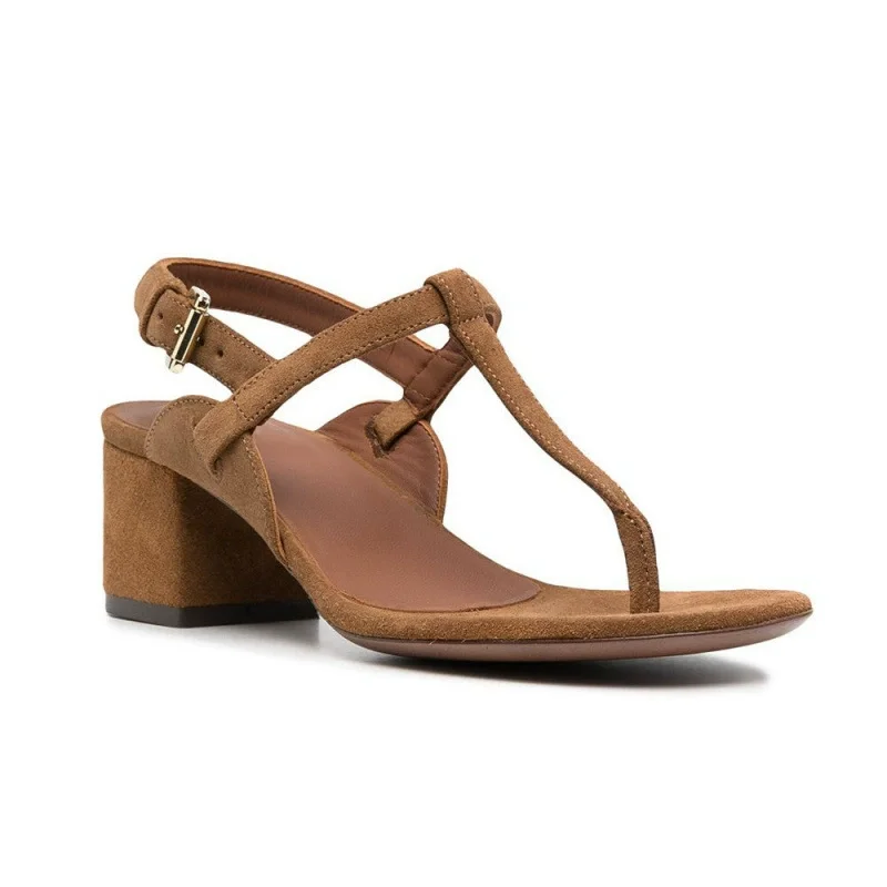 

Summer New Fashion Clip-Toe Sandals Thick High Heel T-Strap Ankle Buckle Round Open-Toe Party Sandals All-Match for Women