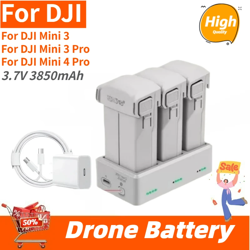 High Quality 3.7V 3850mAh battery +3-Way Charging Butler For DJI Mini 4 Pro/Mini 3 / 3 Pro Brand New Replacement Battery