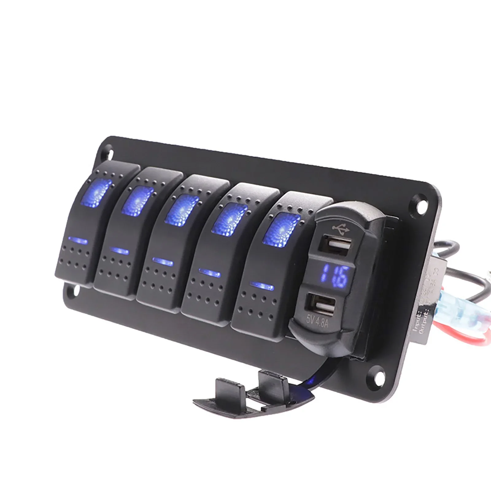 5 عصابة لوحة التبديل، 12 فولت/24 فولت تبديل لوحة التبديل الروك 4.8A المزدوج شاحن USB الروك التبديل لسيارة شاحنة قارب البحرية