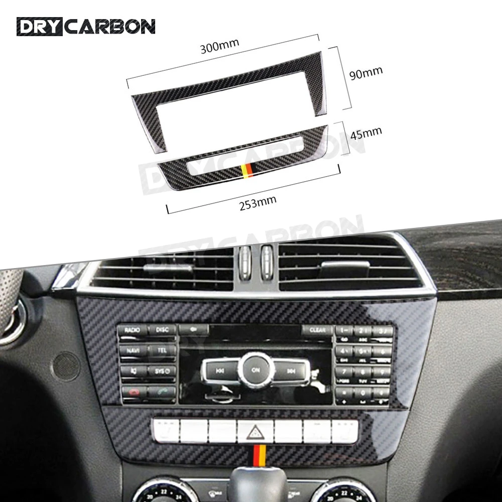 

For Benz C Class W204 2010-2013 Carbon Fiber Air Conditioning CD Panel Trim Frame Cover Sticker Decoration