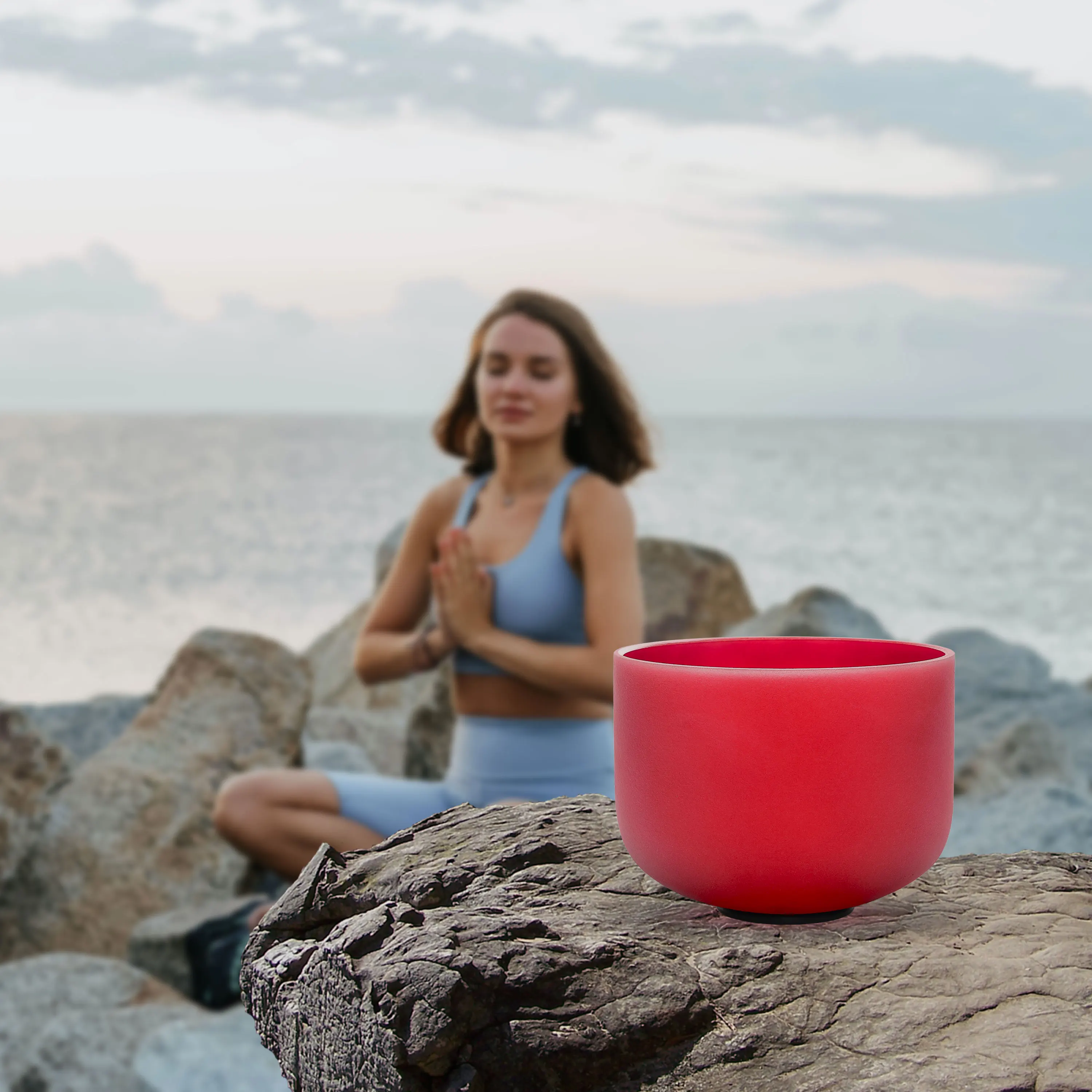 SITSANG Red 8 Inch Crystal Singing Bowl  For Yoga Relaxed  and Mallet and O-ring are Included