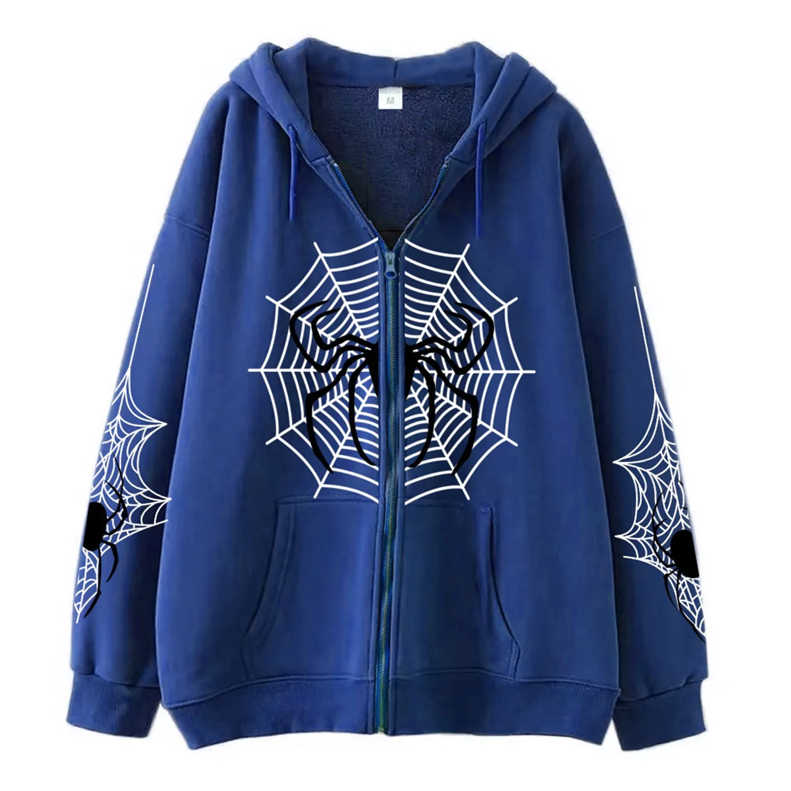 Gothic Spider Print Men Women Zipper Hoodies Tops Autumn Oversize Long Sleeve Outwears Jacket Vintage Tide Streetwear Sweatshirt