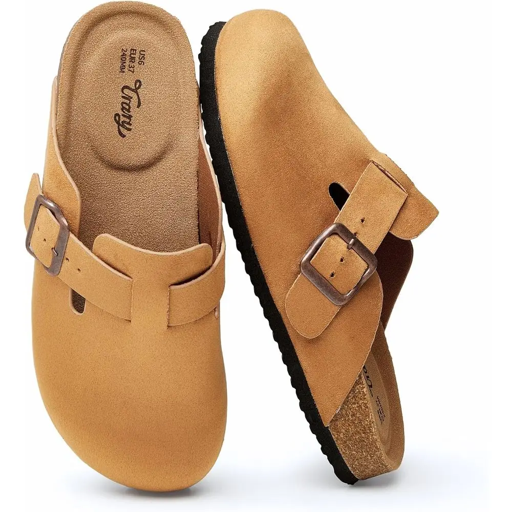 

Замшевые сабо с пробковыми стельками из пены с эффектом памяти для комфортных женских мюлей