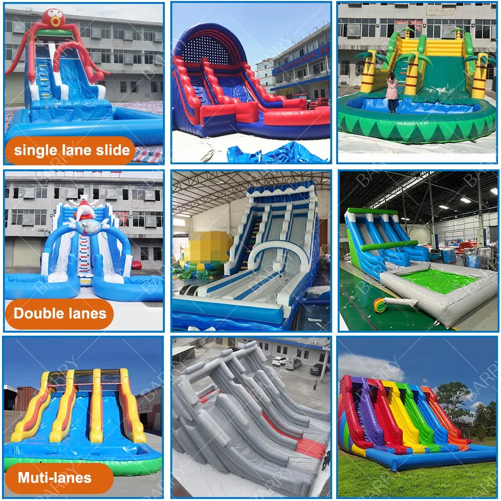 20 عامًا مخصصًا منزلقًا مائيًا مكون من 4 ممرات قابل للنفخ مع حمام سباحة للبالغين أو الأطفال #5