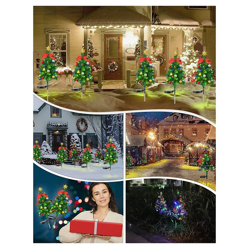 Y51A-2PCS ソーラークリスマスツリーライト屋外防水ソーラーライトクリスマスツリーステークライトクリスマスデコレーション