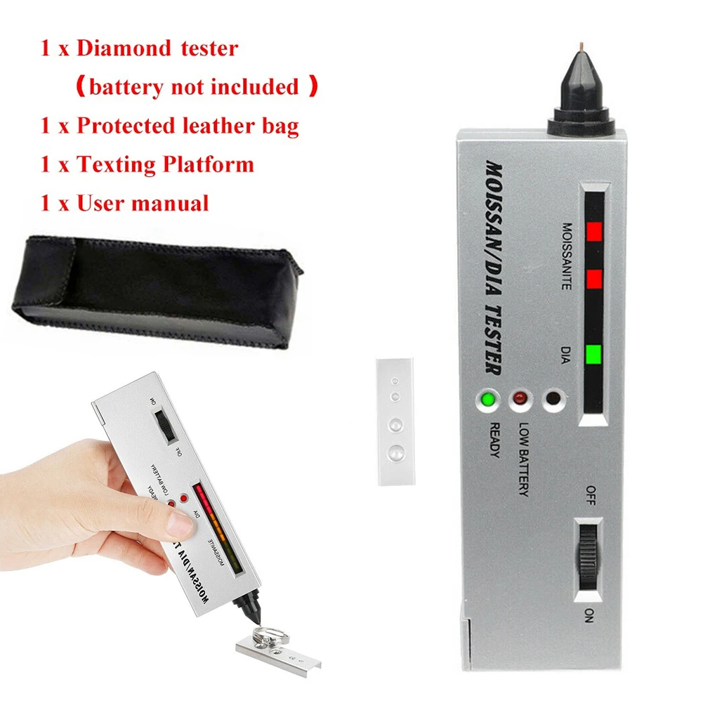 

Home Moissan Tester Silver 9V Battery Diamond High Accuracy LED Moissanite Tester Plastic/Alloy Sensors 4pcs/Set