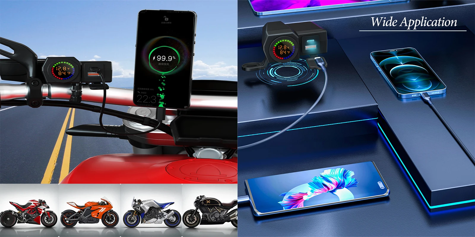 12v New Motorcycle Usb Fast Charger Waterproof Socket With Type C Cell Phone Port Power Outlet Mobile Chargers Plug For Moto