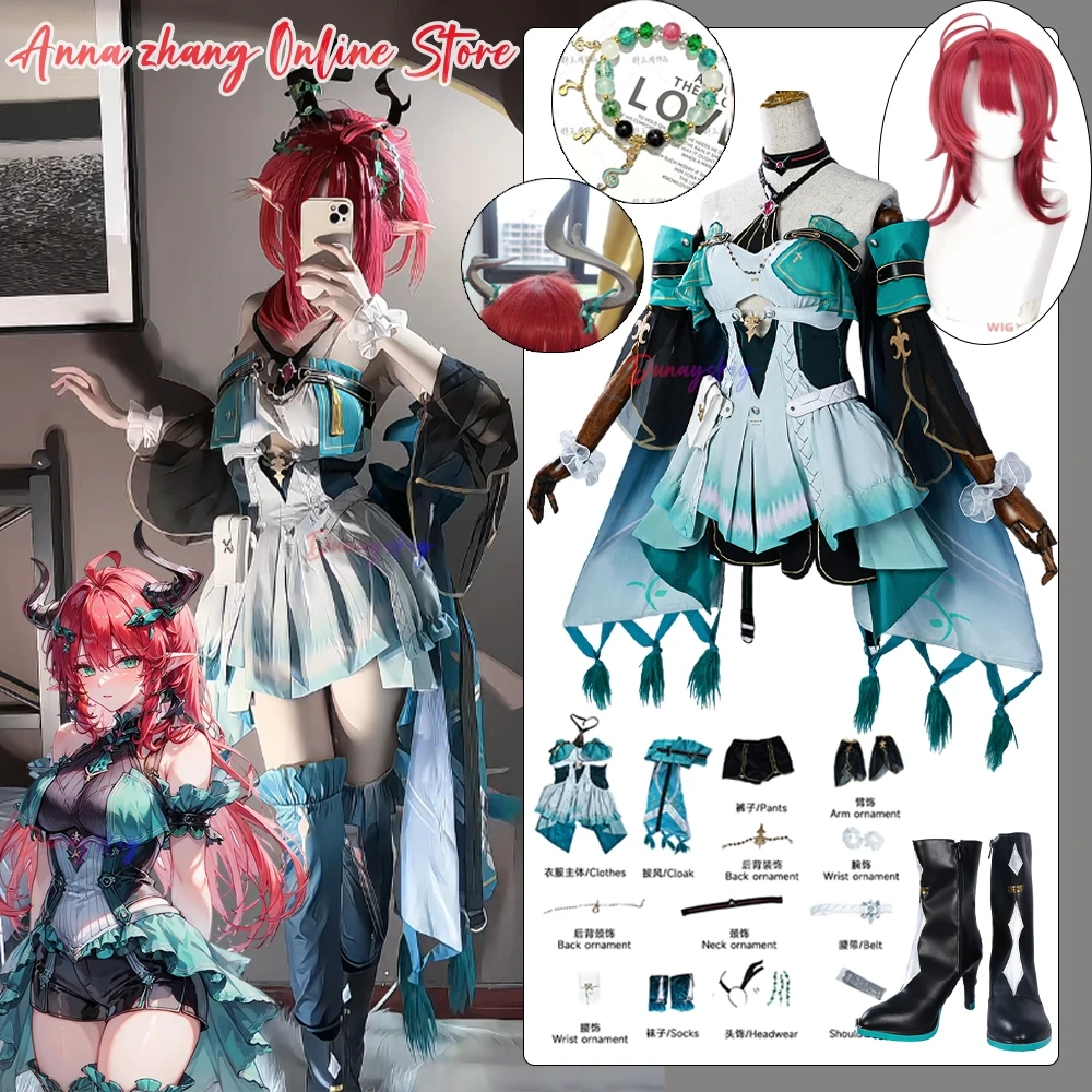 

Ciaccona Cosplay Game Wuthering Waves 코스프레 의상 Ciaccona Wig Dress Role-playing Uniform Set Halloween Carnival Women Girls Suits