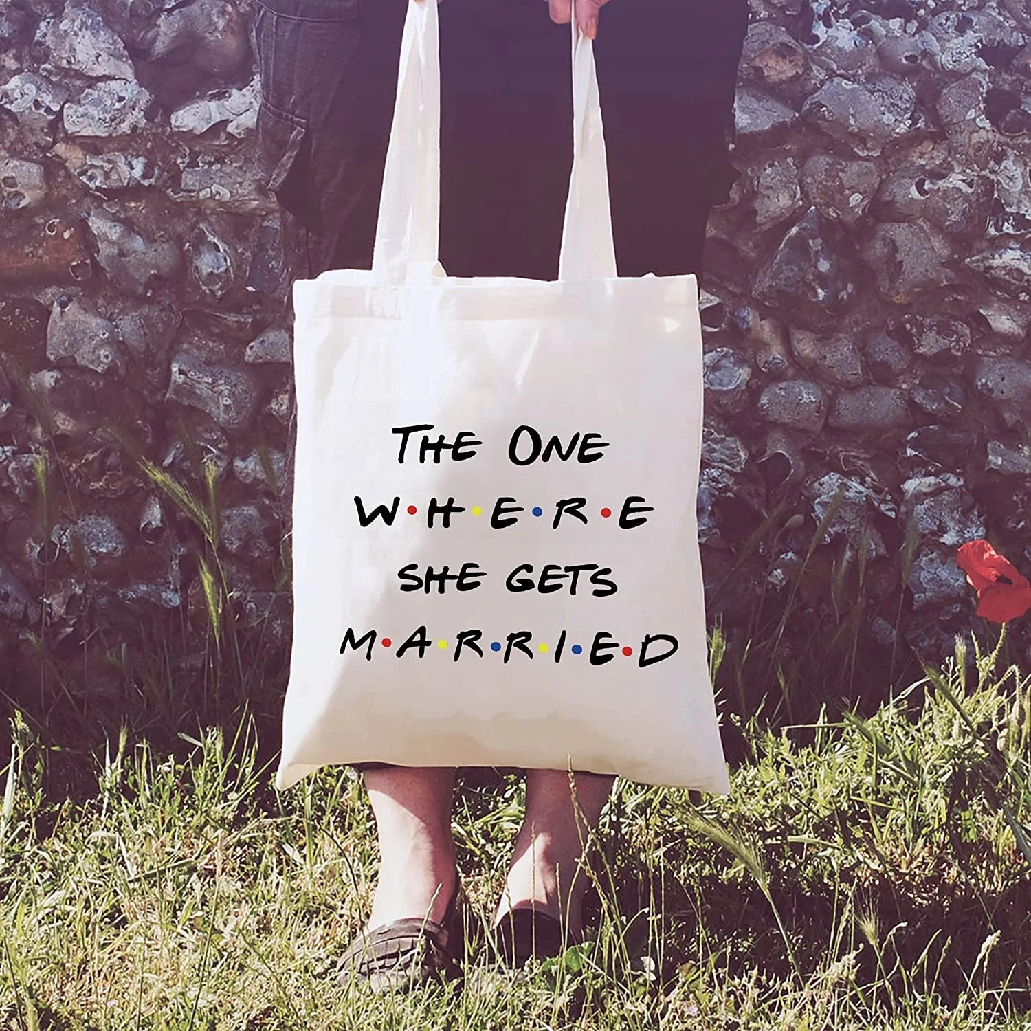 

The One Where She Gets Married Shoulder Bag Shopping Bag Tote Bag Engagement Gift for Women Bride to Be 35*40CM