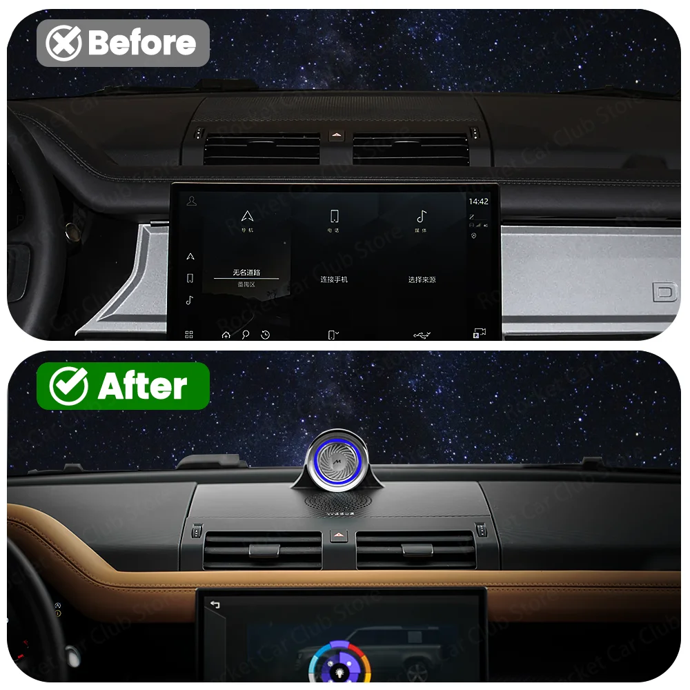 For Land Rover Defender 2020-2026 Car LED 10 Colors Ambient Light Central Control Dashboard Dry Carbon Fiber Center Speaker