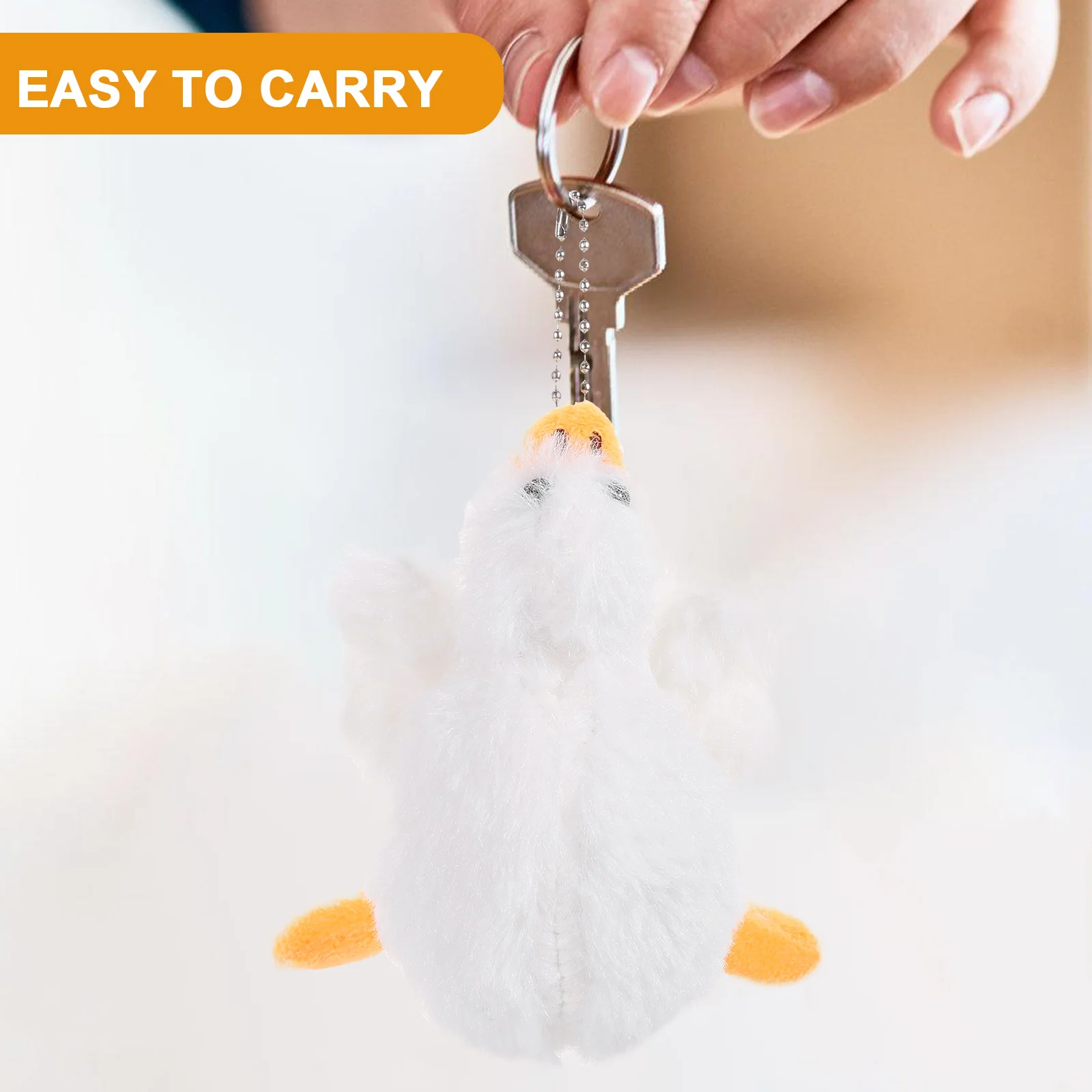 2 Pcs Big White Goose Pendant Plush Bag Keychain Stuffed Dolls Toy Duck of The Lid Charms